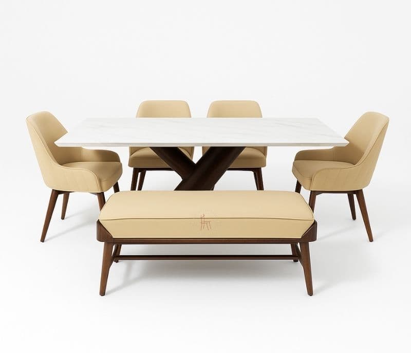 AXE /DC334 dining set 6 chairs with marble top (HYD OTD)