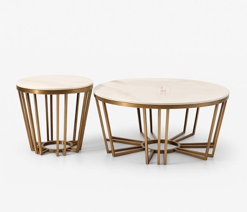 Centre Table - E100 Marble Top, Metal Base (CP OTD)