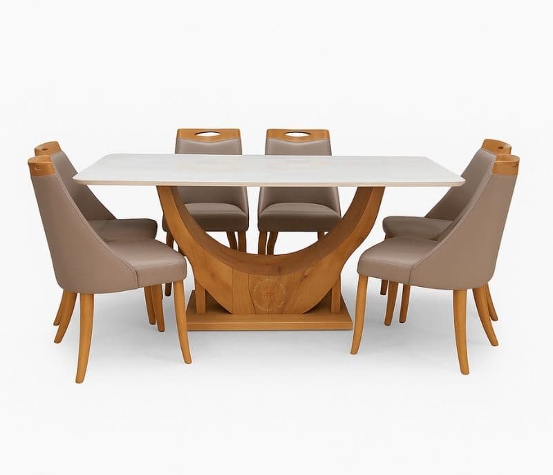 Sammy dt 6 chairs with marble top table(EC OTD)