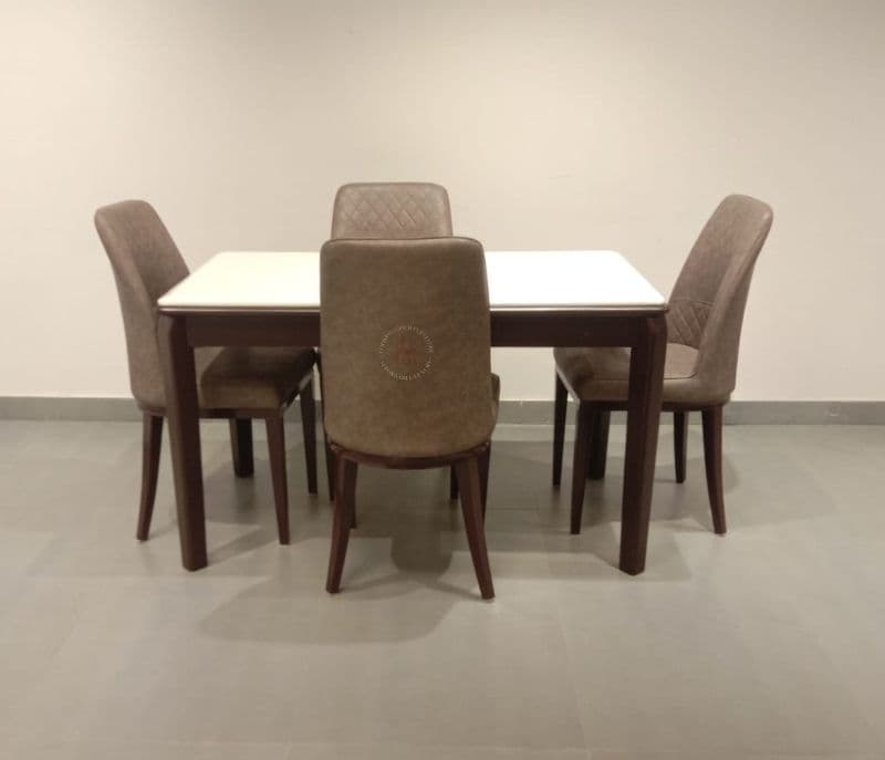 30687-A-86/Y28-2 1+4 Chairs Table Marble top with Suede upholstery (EC)