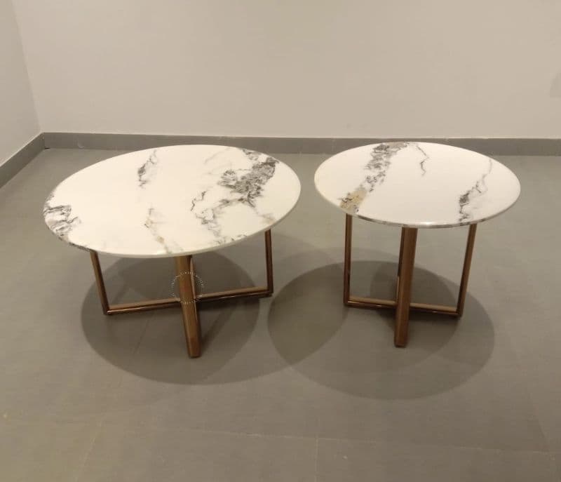 Image 2 for Instaa - 40844-H086 Center Table Set of 2 Marble Top Rose Gold With PVD (EC)