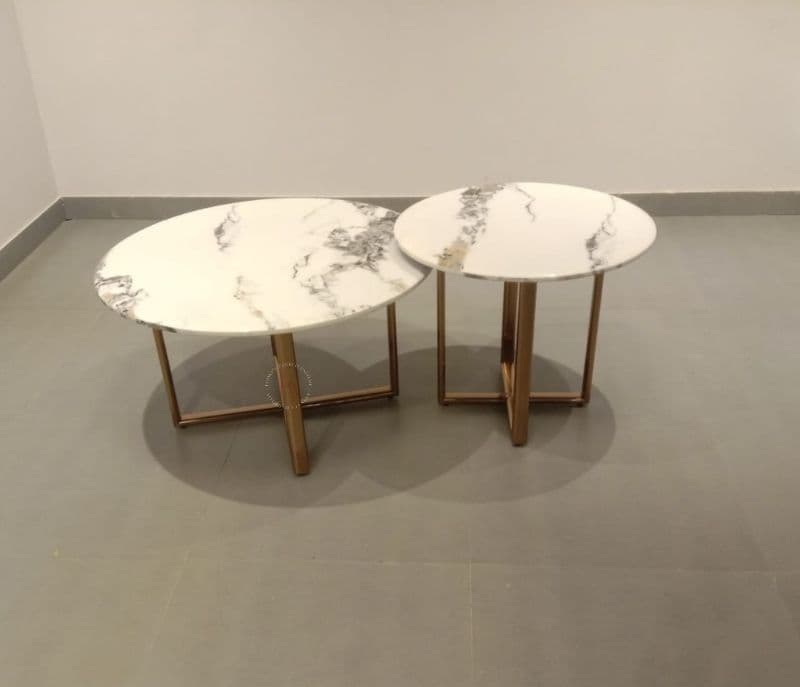 Image 3 for Instaa - 40844-H086 Center Table Set of 2 Marble Top Rose Gold With PVD (EC)