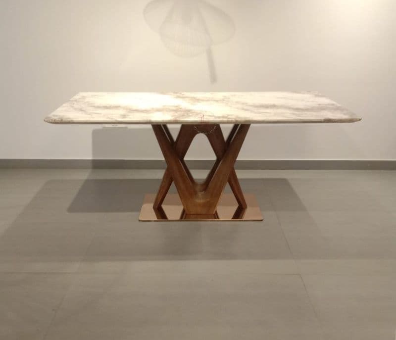 Image 8 for DT T63 180*90 / DC0028 Chairs 1+6 Table Marble with Ms leatherette (EC)