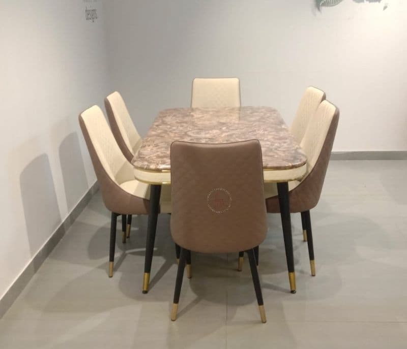 Image 3 for C-140/282-2#160*90 / Y10 Chairs 1+6 Table Marble with Ms leatherette (EC)