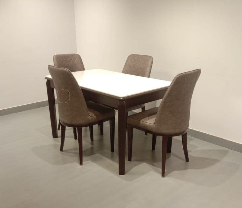 Image 2 for 30687-A-86/Y28-2 1+4 Chairs Table Marble top with Suede upholstery (EC)