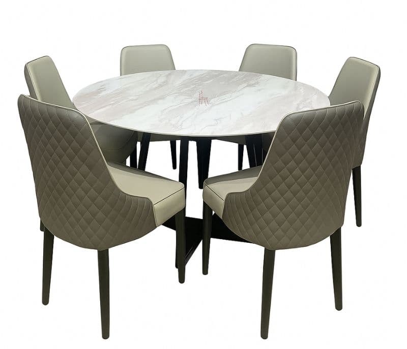 623 Dining set 1+6 Chairs +Marbel Top Table (BWD OTD)(SKN OTD)