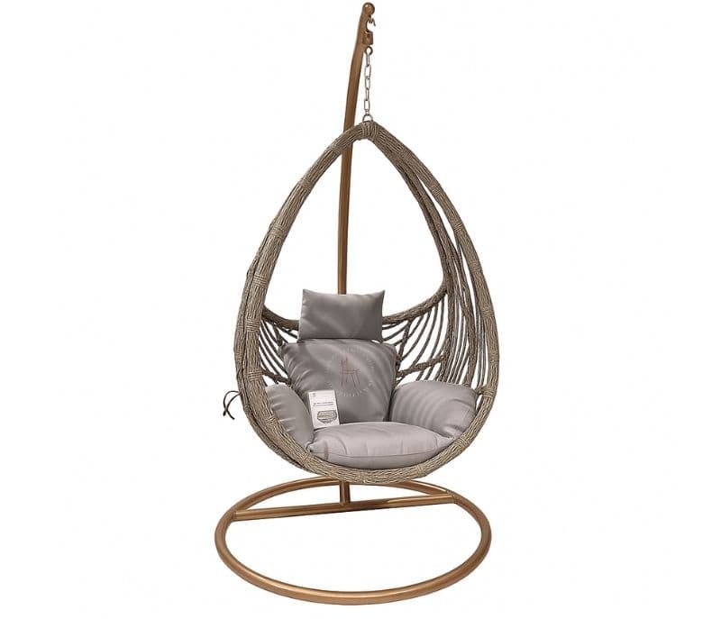 Swing-63 Single Seater Hanging With Stand Metal Artificial Cane(CP OTD)