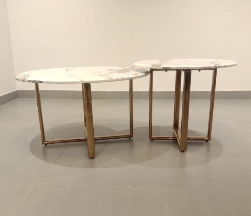 Instaa - 40844-H086 Center Table Set of 2 Marble Top Rose Gold With PVD (EC)