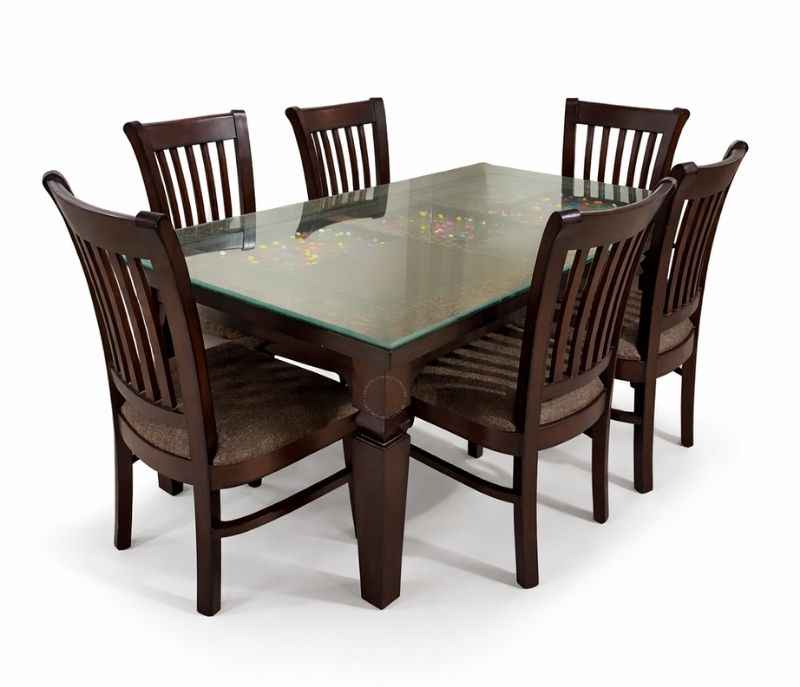 Image 3 for New Classic DT 6 Seater Assam Teak Wood Dining Set (BTM)(LGB)(HYD)(EC)(SKN)