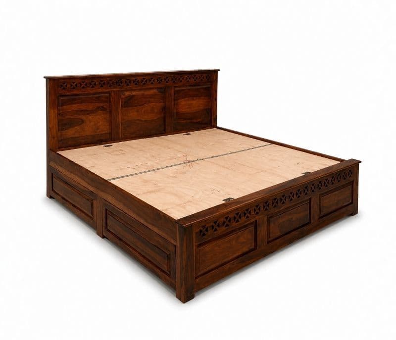 Image 4 for Rudolf King Size Box strorage Shesham Wood Storage Premium Solid Sheesham Wood Honey Finish (WF)(EC)