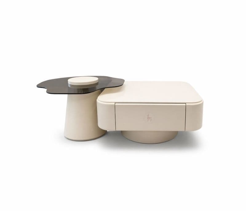 Image 3 for 3126C Marble Top With Wood Base With Drawers Storage And Corner Table Glass Top