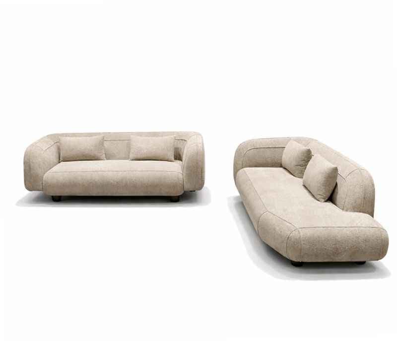 Image 2 for Sofa Opus 3+Lounger Miranda Wood Frames With Buckel Fabric Upholster (HYD)