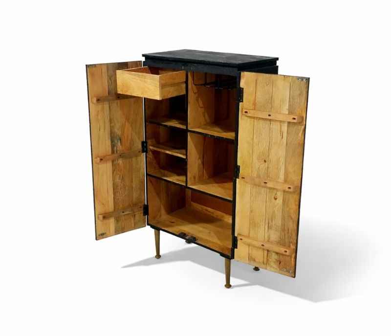 Image 6 for Black Bar Cabinet With Brass Finish (BWD OTD)