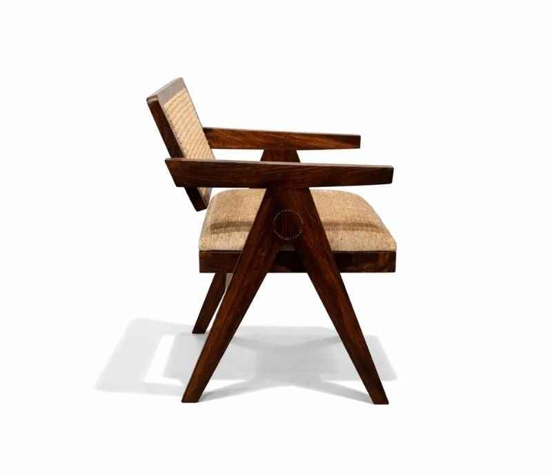 Image 4 for Roma Solid Sheesham Wood Dining Chair with Premium Fabric Upholstery