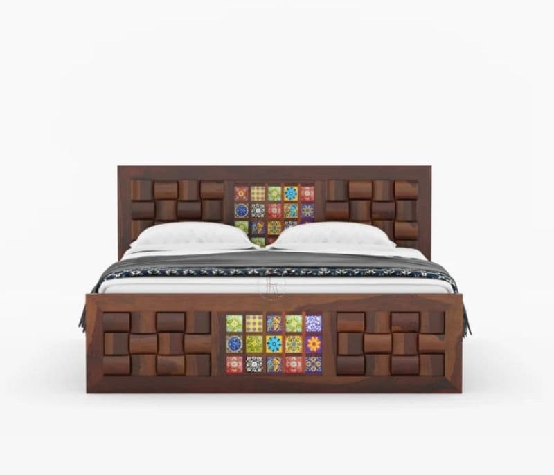 Image 6 for Tiles Sheesham Hydraulic Storage Premium Solid Sheesham Wood Honey Finish (SCV _PKU)