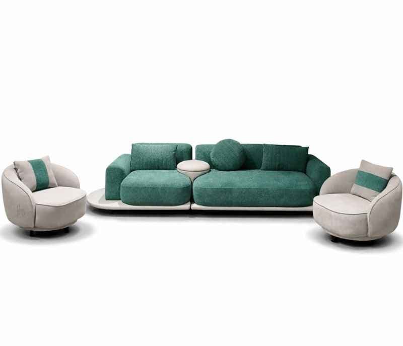 Image 5 for Sofa Sierra 3+1+1 Seater Solid Miranda Wood With Suede Fabric Upholster (HYD)