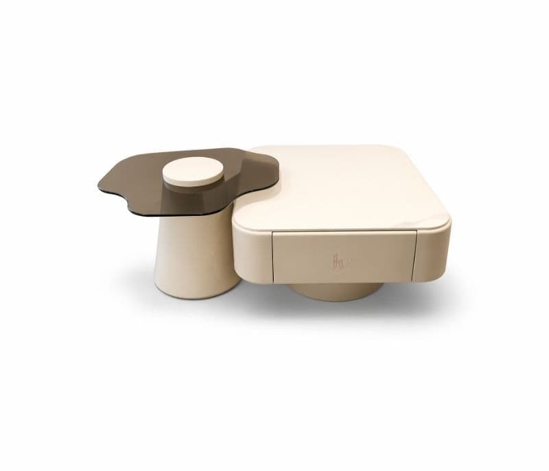 Image 4 for 3126C Marble Top With Wood Base With Drawers Storage And Corner Table Glass Top