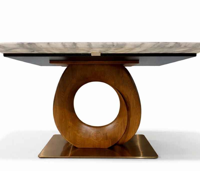 Image 6 for 6662/603 1+6 Seater With 5D Marble Solid Rubberwood Base With PVD Base Rubber Wood Chairs Dining Set (BWD OTD)