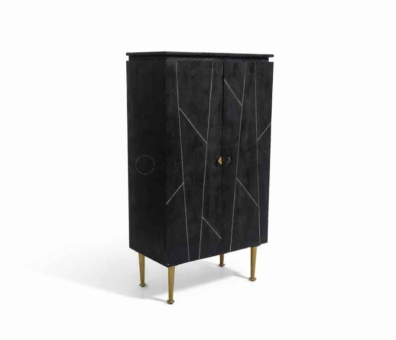 Image 3 for Black Bar Cabinet With Brass Finish (BWD OTD)