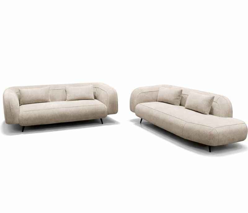 Image 3 for Sofa Opus 3+Lounger Miranda Wood Frames With Buckel Fabric Upholster (HYD)