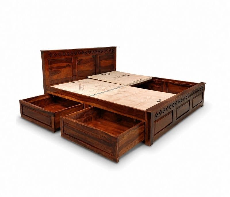 Image 6 for Rudolf King Size Box strorage Shesham Wood Storage Premium Solid Sheesham Wood Honey Finish (WF)(EC)