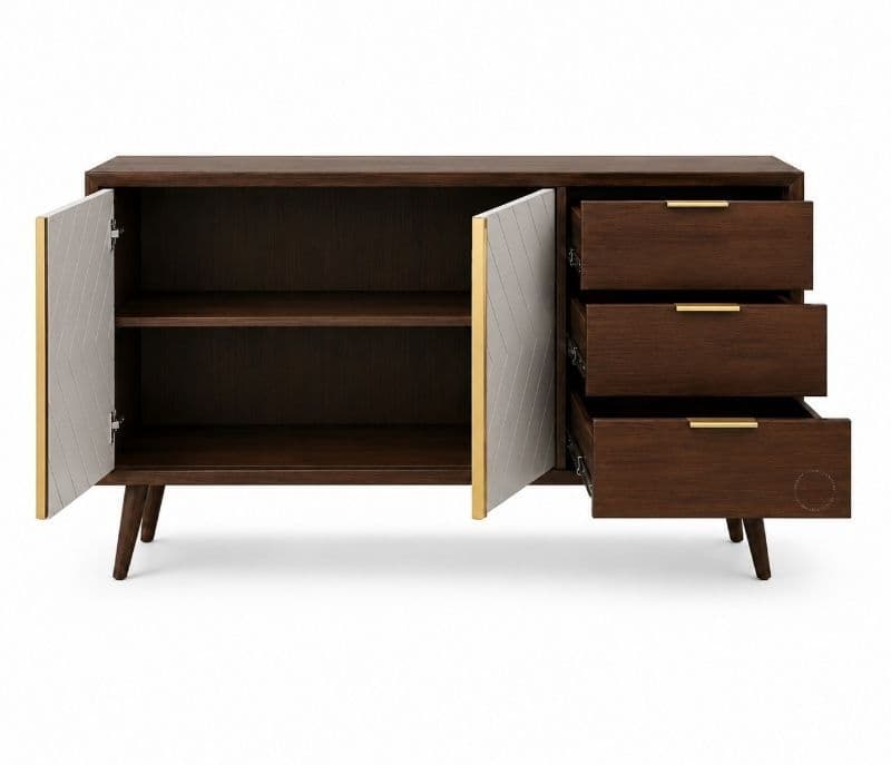 Image 3 for Lara 3 Drawer 2 Door SideBoard Cabinet Sheesham Wood (WI)