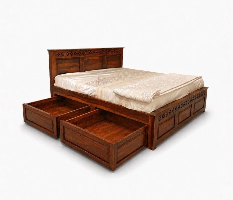Image 7 for Rudolf King Size Box strorage Shesham Wood Storage Premium Solid Sheesham Wood Honey Finish (WF)(EC)