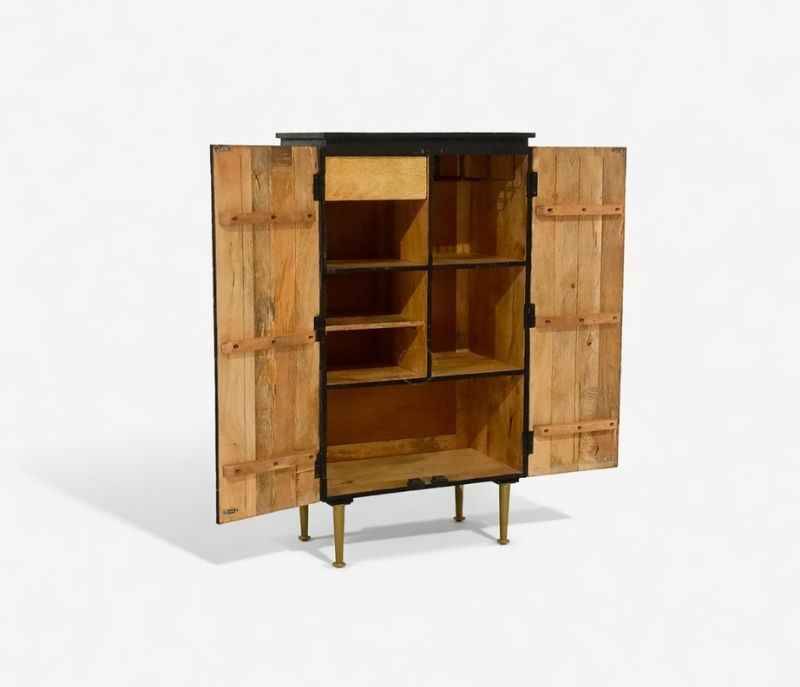 Image 5 for Black Bar Cabinet With Brass Finish (BWD OTD)