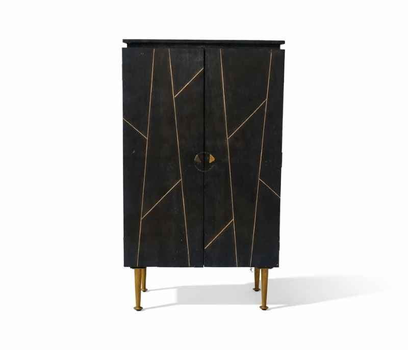 Image 4 for Black Bar Cabinet With Brass Finish (BWD OTD)
