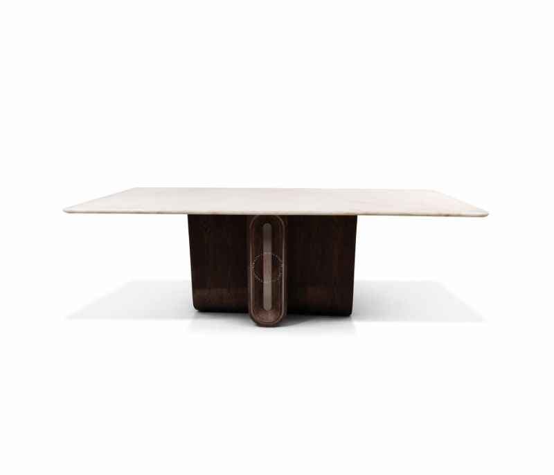 Image 12 for DINING TABLE 1088+DBH+DINING CHAIR X-16 Onyex Marble Top With Ash Wood Base And Metal Strip