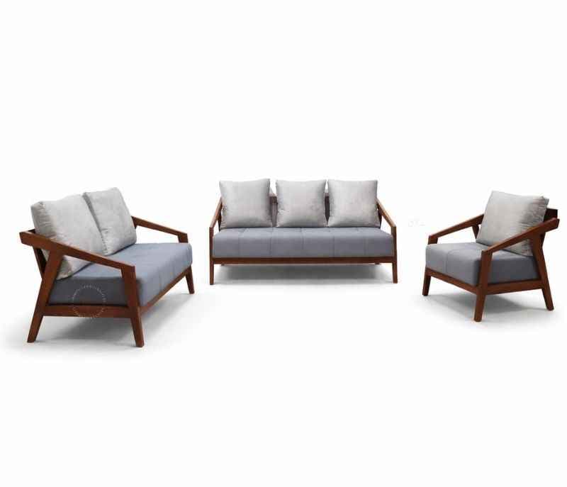 Image 3 for Ghana Teak 3+2+1 Seater Sofa Suede Fabric (EC)(HYD)(BWD)(KORA)