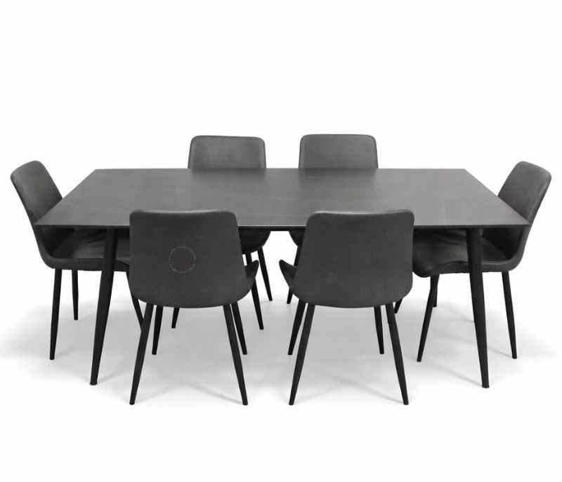 Image 3 for Mendy 1+6 Seater Sintered Marble With Leatherette Upholstery Dining Set (BSK OTD)