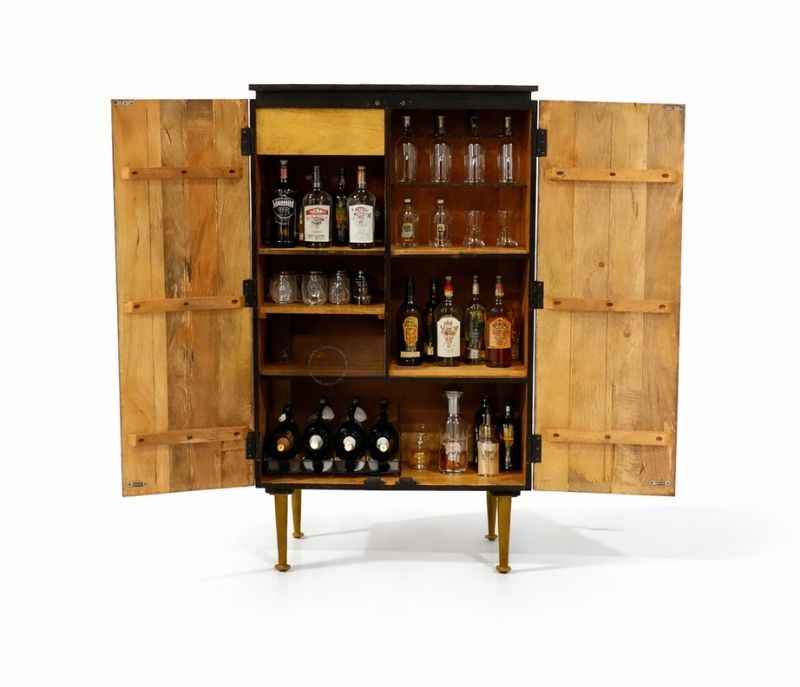 Image 2 for Black Bar Cabinet With Brass Finish (BWD OTD)