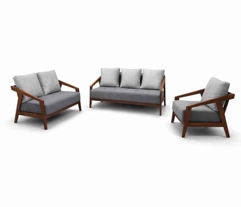 Image 4 for Ghana Teak 3+2+1 Seater Sofa Suede Fabric (EC)(HYD)(BWD)(KORA)