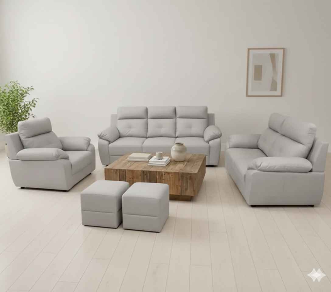 Image 1 for Atlas Comfort Sofa 3+2+1 Seater Velvet Suede Fabric (Light Grey)