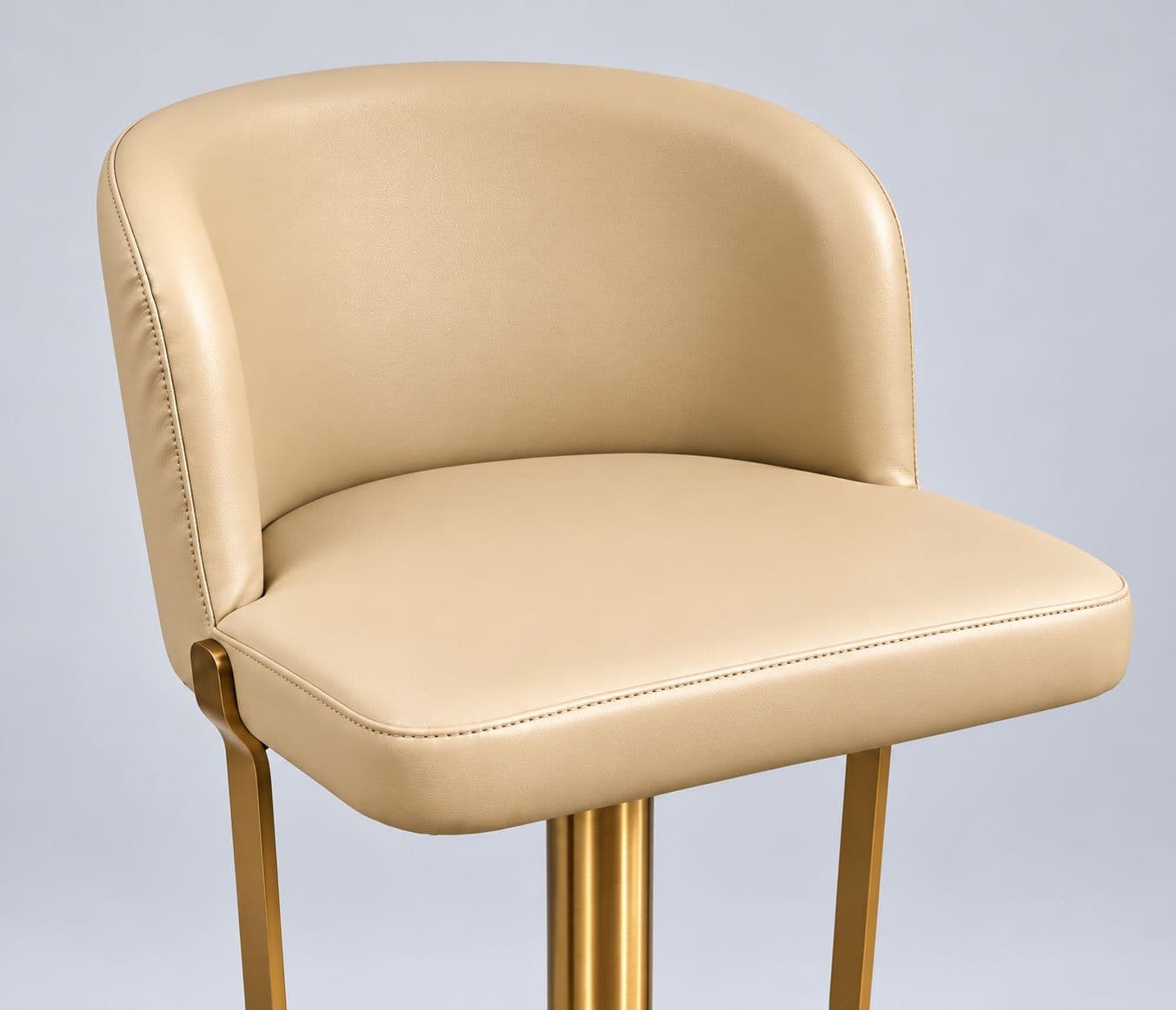 Image 3 for LG Bar Stool With Premium Beige Leatherette Curved Cushioned Backrest Metal Frame With Gold Finish (HYD OTD)
