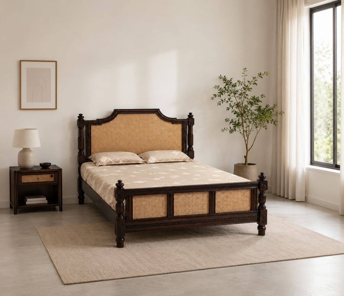 Surya Cot Queen Size 60x78 Without Storage Solid Sheesham (BTM)