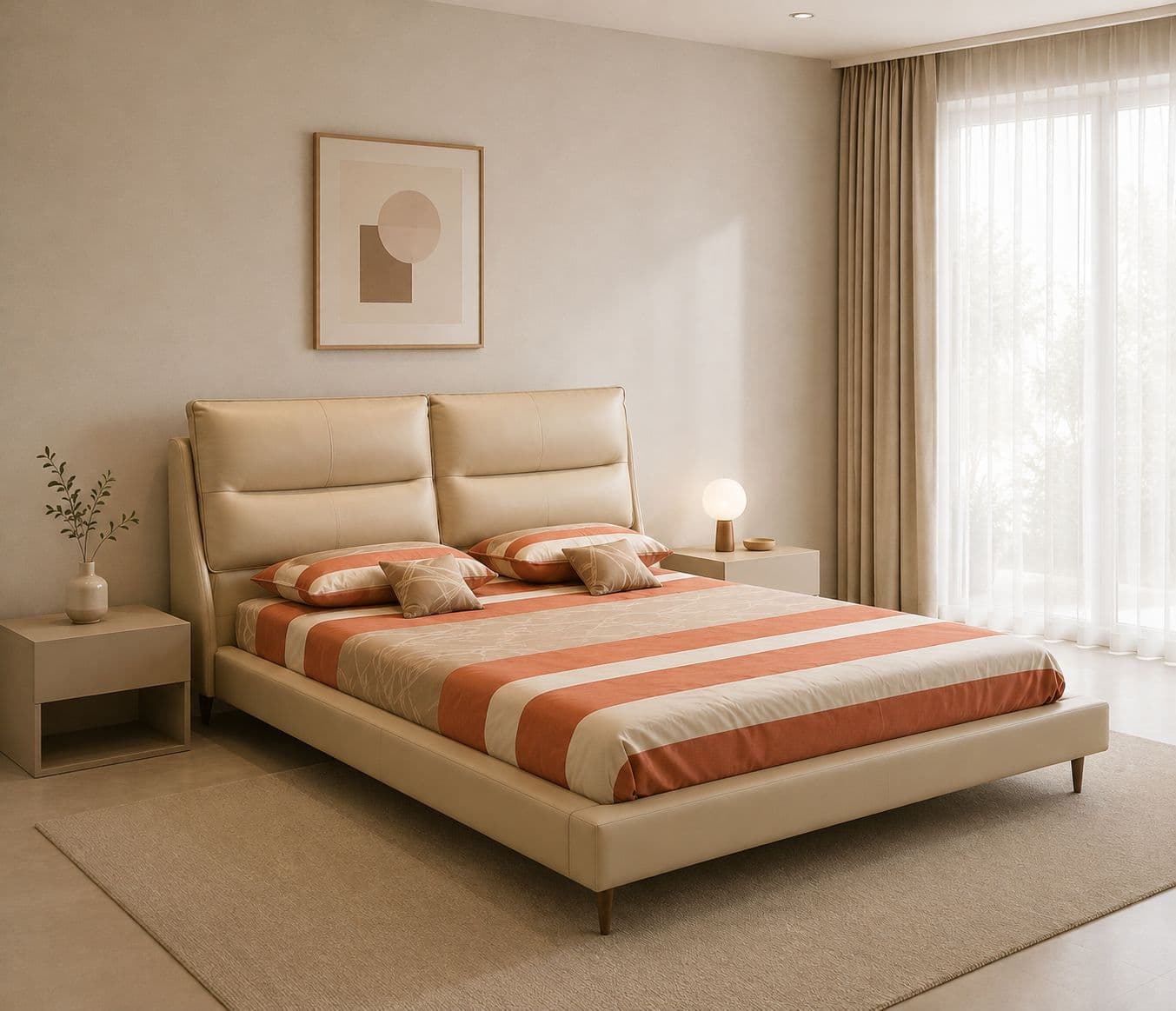 Image 1 for 2308 king Size Bed Without Storage Leather Bed With Pine Wood Frames Bed (HYD)