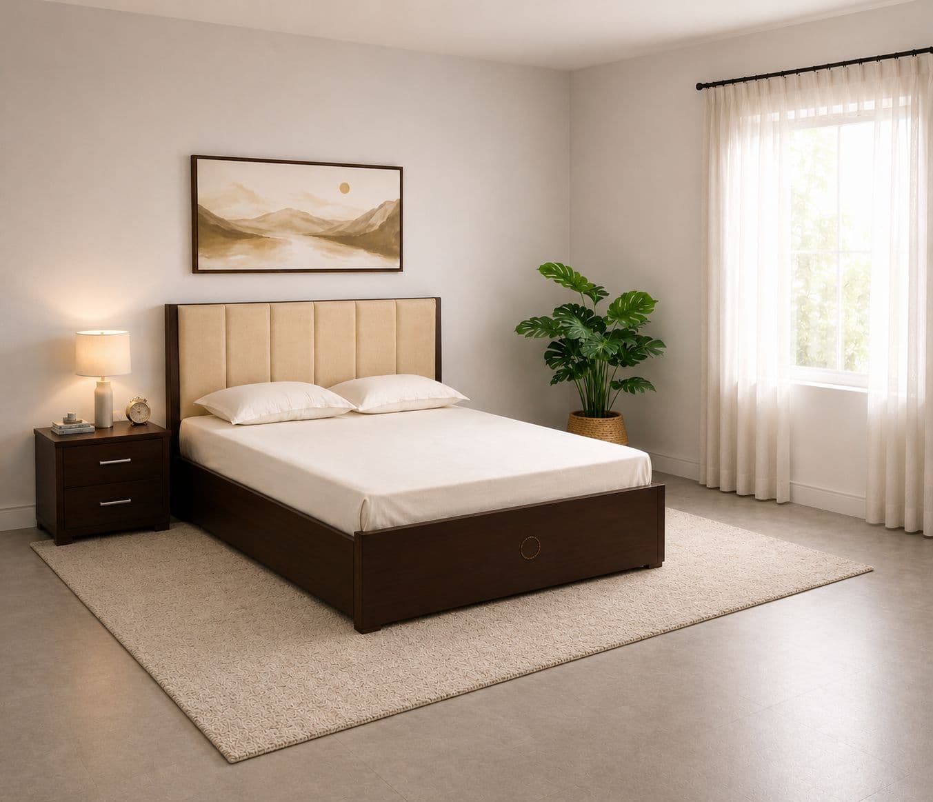Image 1 for Cushion Patti King Size With Storage and Drawer (Block Board, Brown) (HYD)(CP)