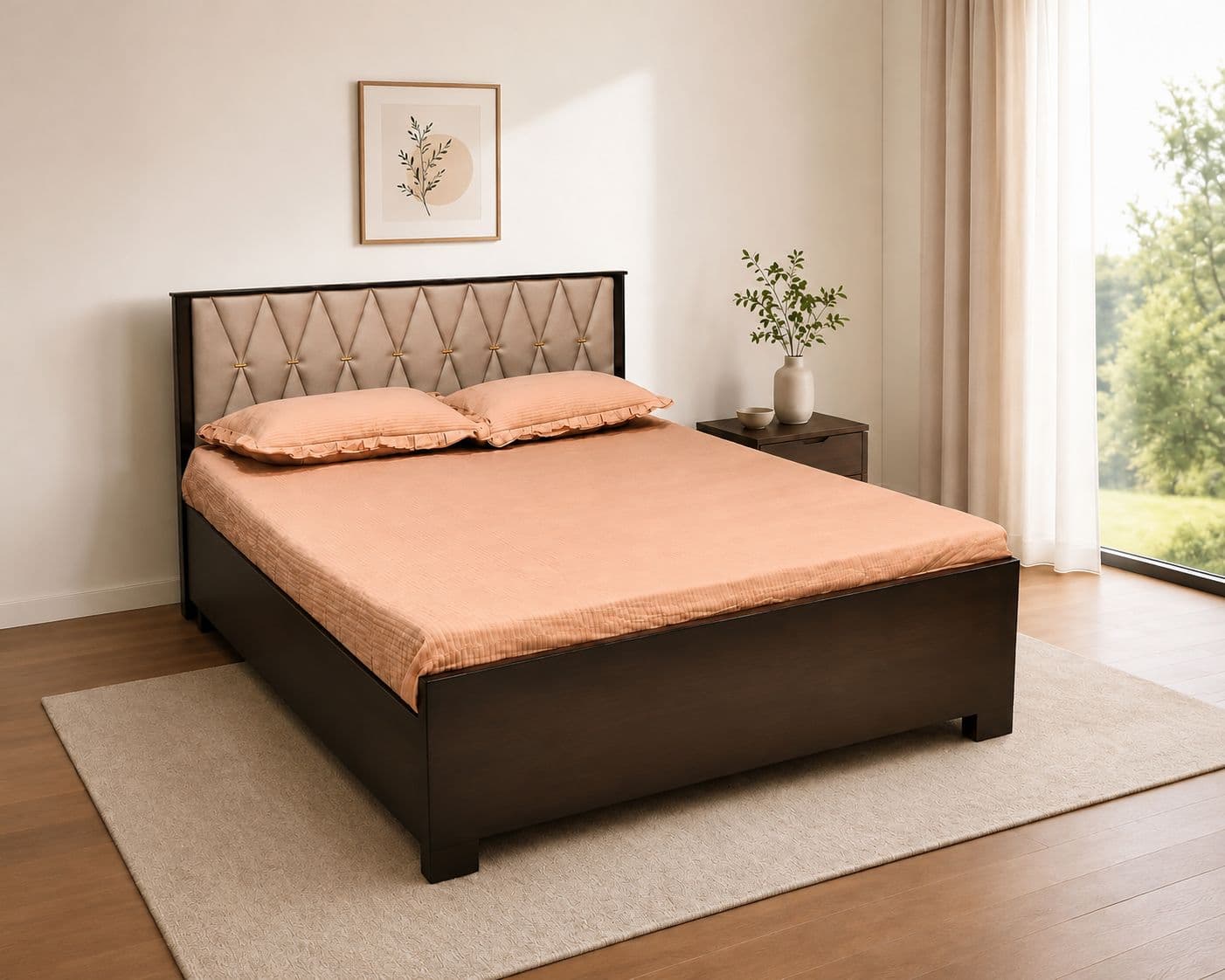 Kohinoor Cot Queen Size With Storage One Side Top Lifting And One Side Drawer (BS-BTM)