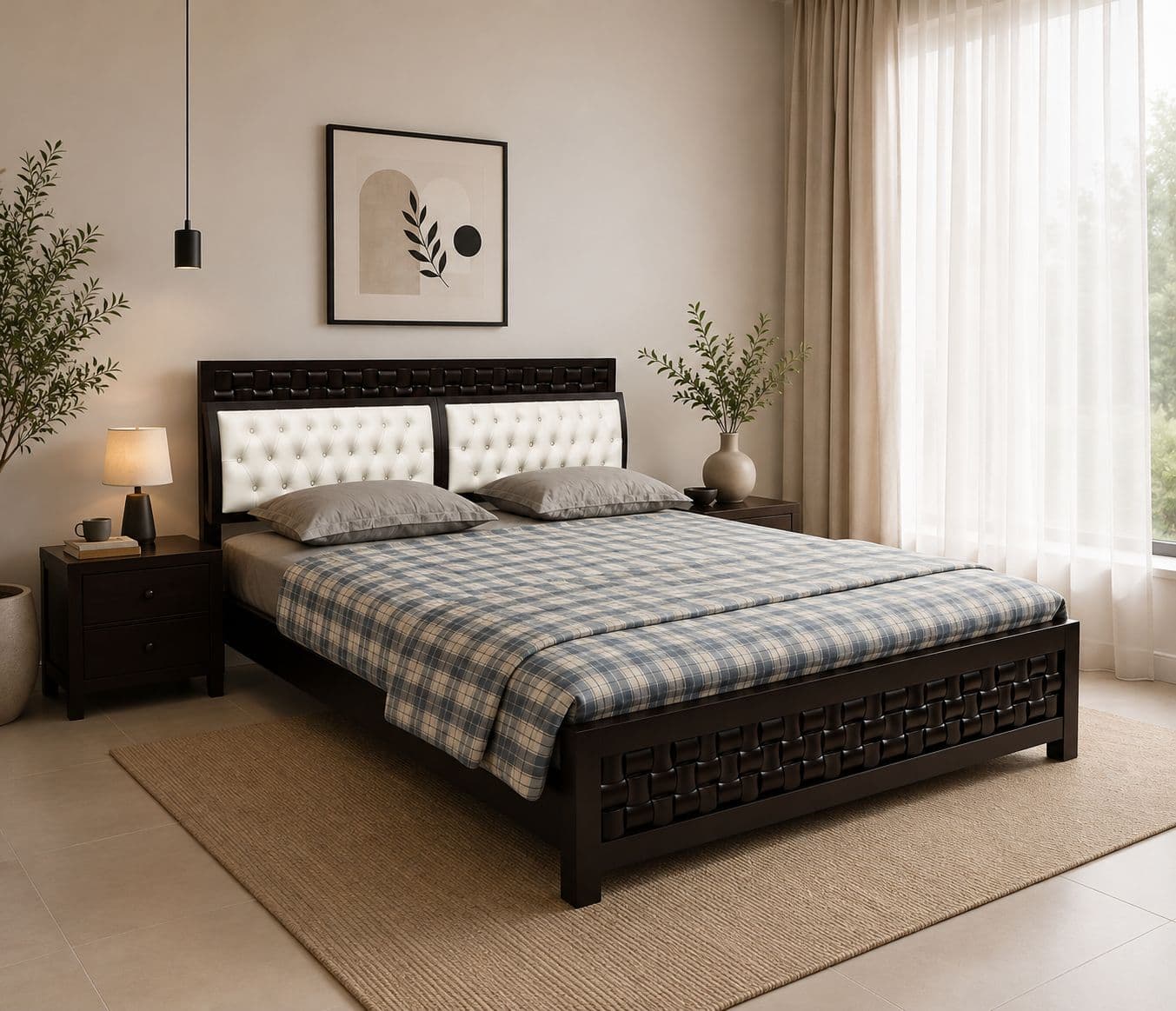 Image 1 for Boston King Sized Bed with Drawer Storage (Block Board, Dark Brown) (SKN)(BTM)