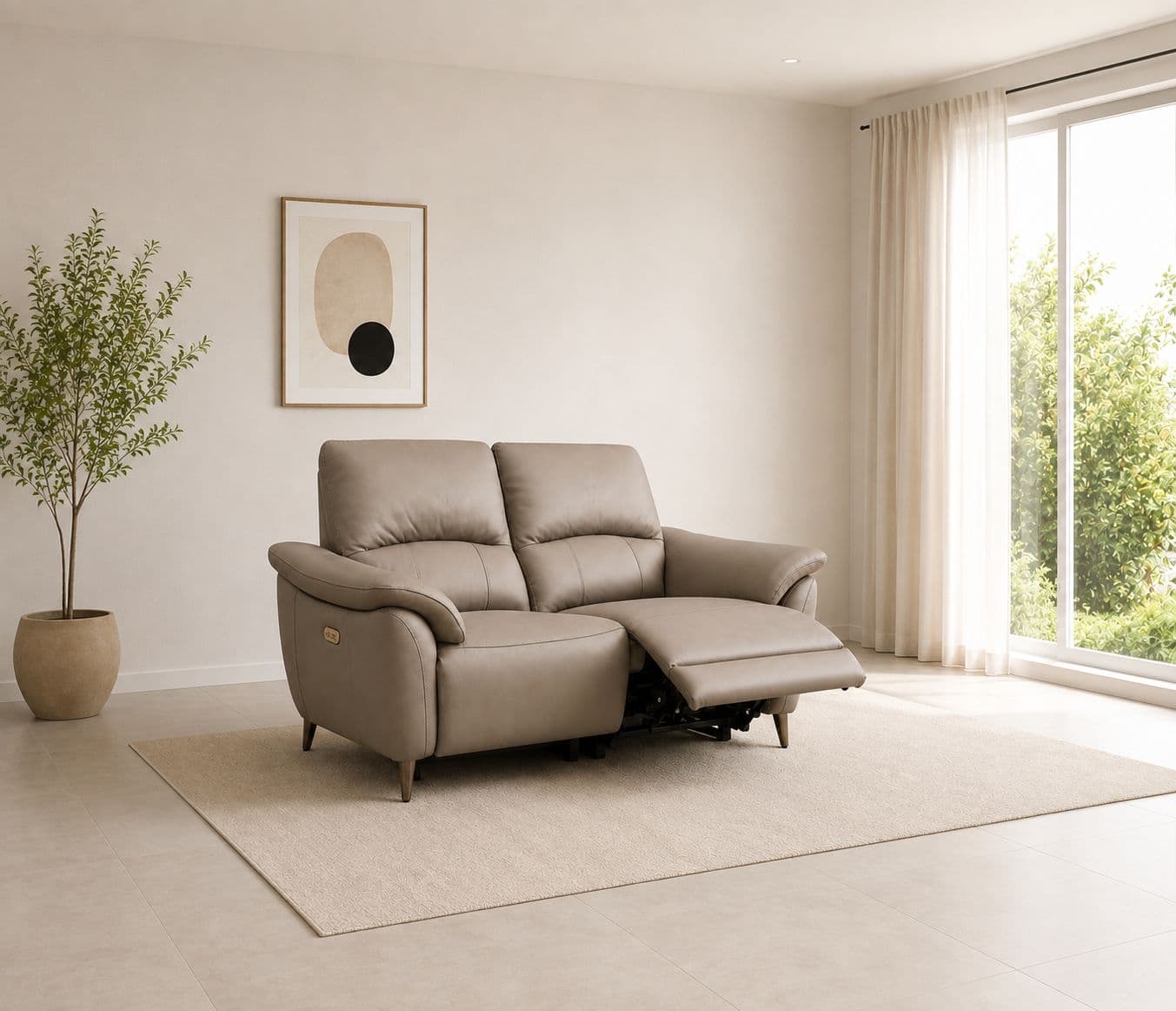 6659 2 Seater Static Sofa With Body Touch Leather (WH)
