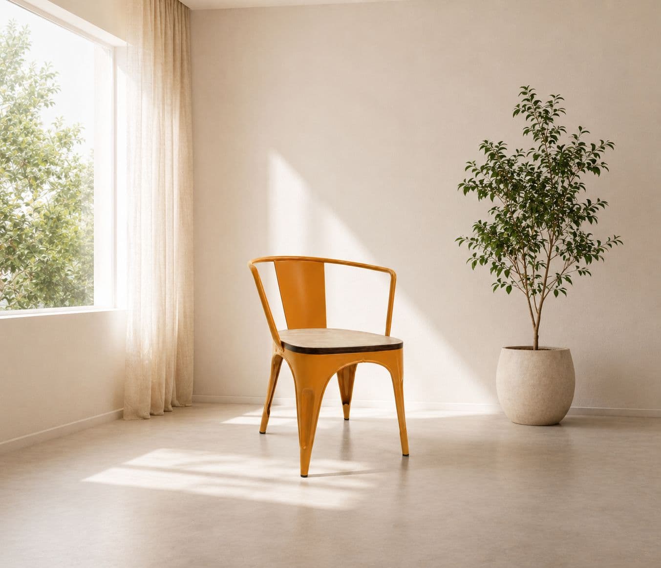 Metal Chair with Wooden Handle Cafe Chair (PM)