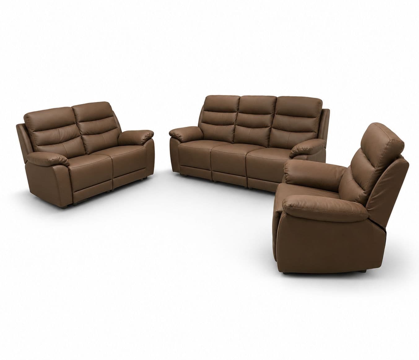 Image 4 for 1414 3+2+1 Sofa Set Manual Recliner Body Touch Leather (BTM)(HYD)
