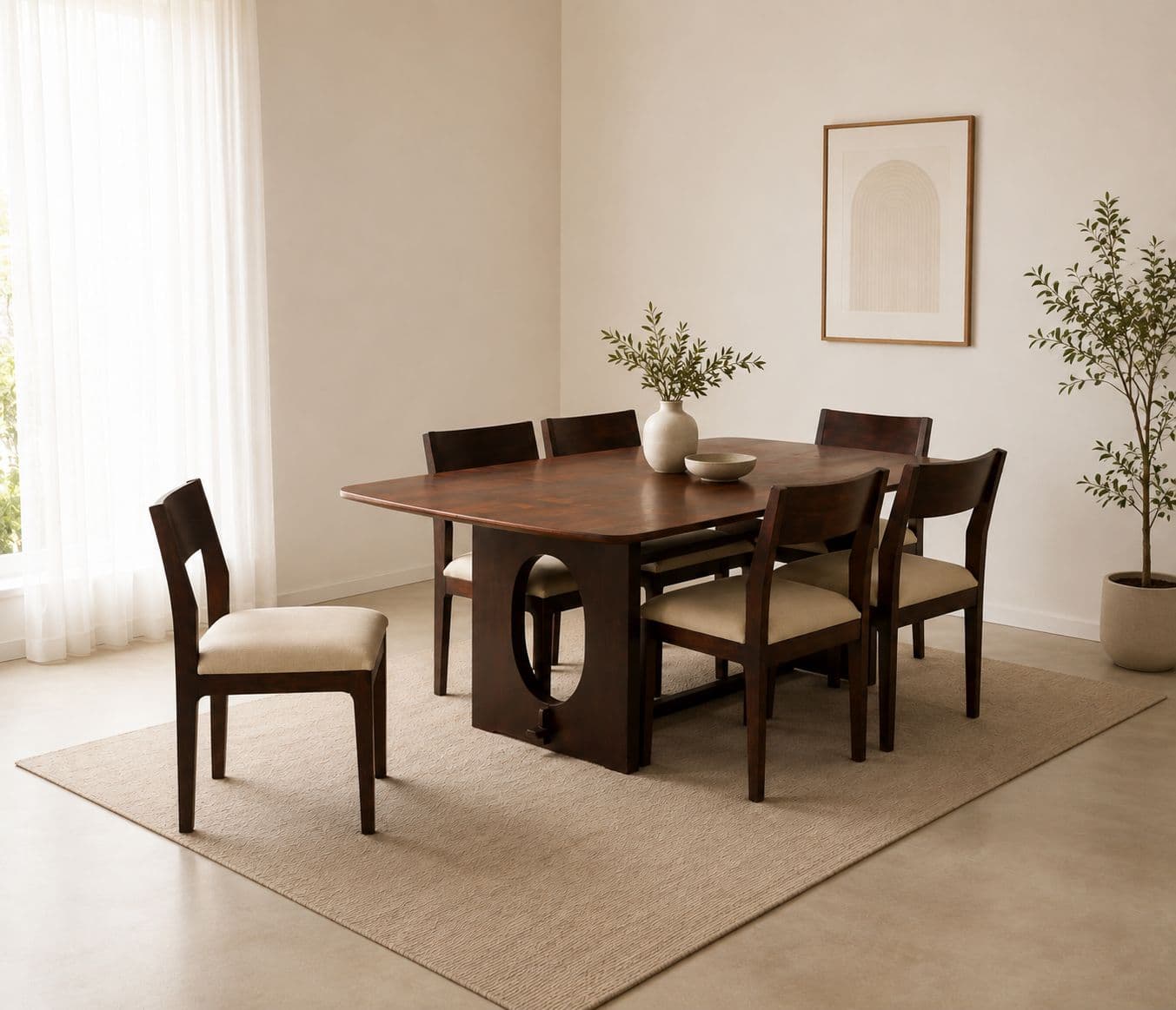 Danish Ovel With Acacia wood 1+6 Seater Dining Set (BTM OTD)