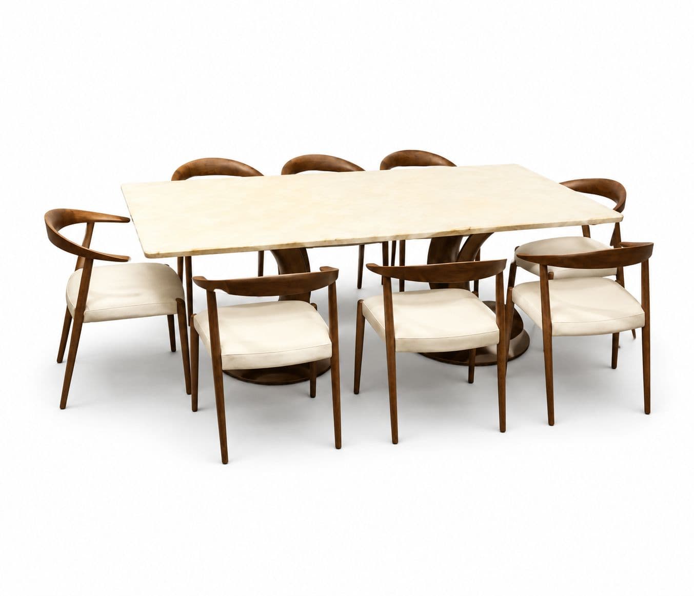 Image 3 for Dining Set 1+8 Seater Onyex Marble Top With Ash Wood Base 6627 DC-053 (HYD)