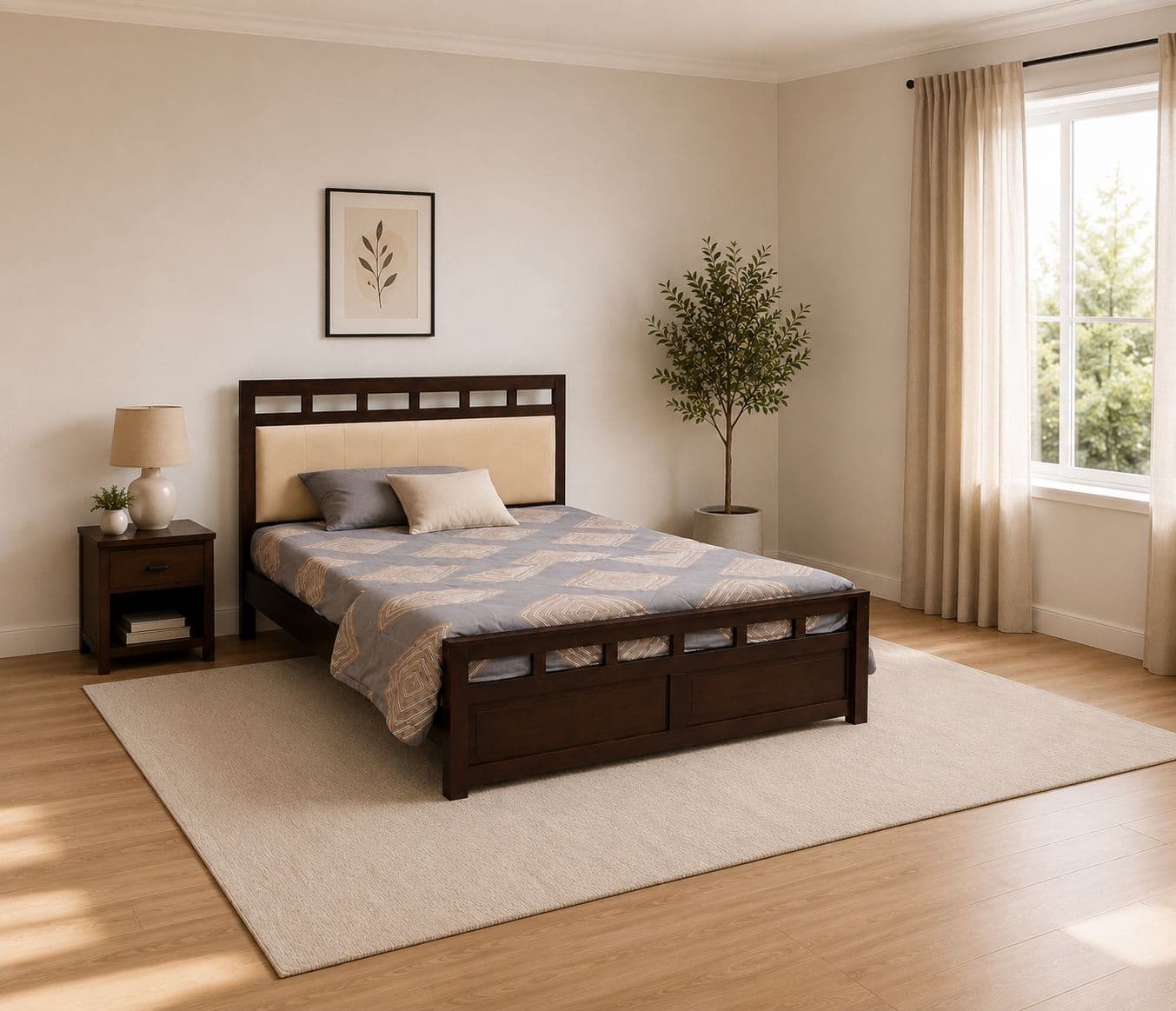 Alina Cot Queen Size Without Storage Solid Sheesham Wood (BSK OTD)