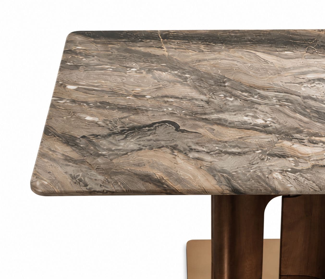 Image 10 for Dining Table 137/3983-6/863 With Marble Top And Ash Wood Base With Metal Support