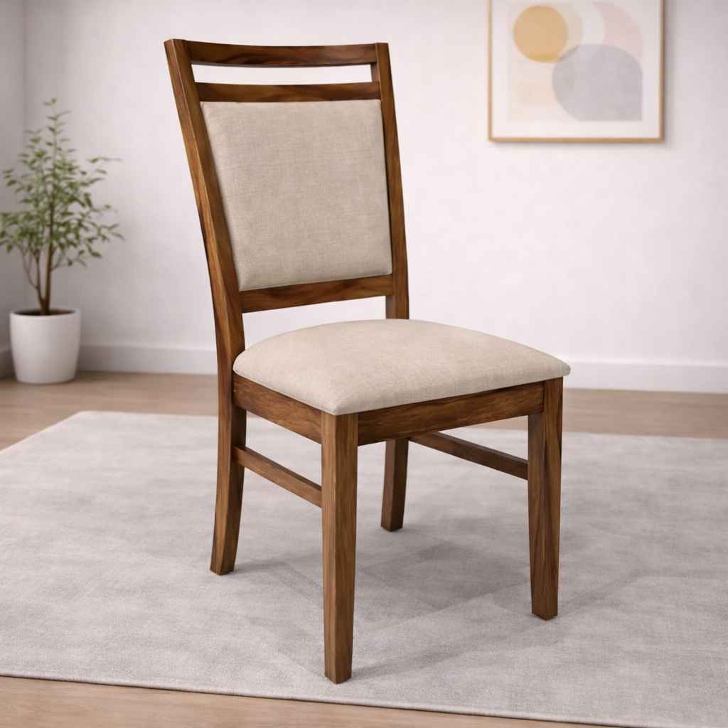 Image 1 for UL Scholar Solid Sheesham Wood Dining Chair with Premium Fabric Upholstery
