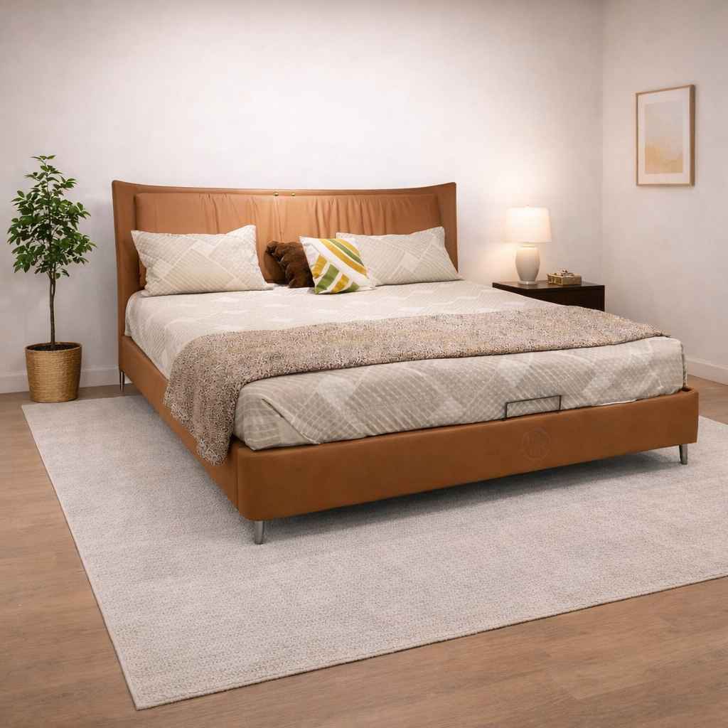 Image 1 for 1959 Queen Size Leather Bed without Storage (CP)(WF)(BS-SKN)